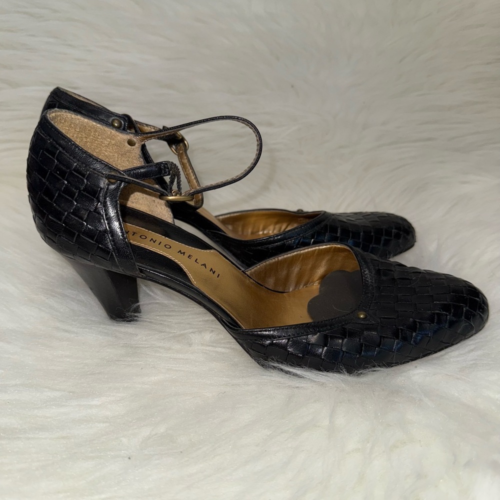 ANTONIO MELANI Black Woven Heels
